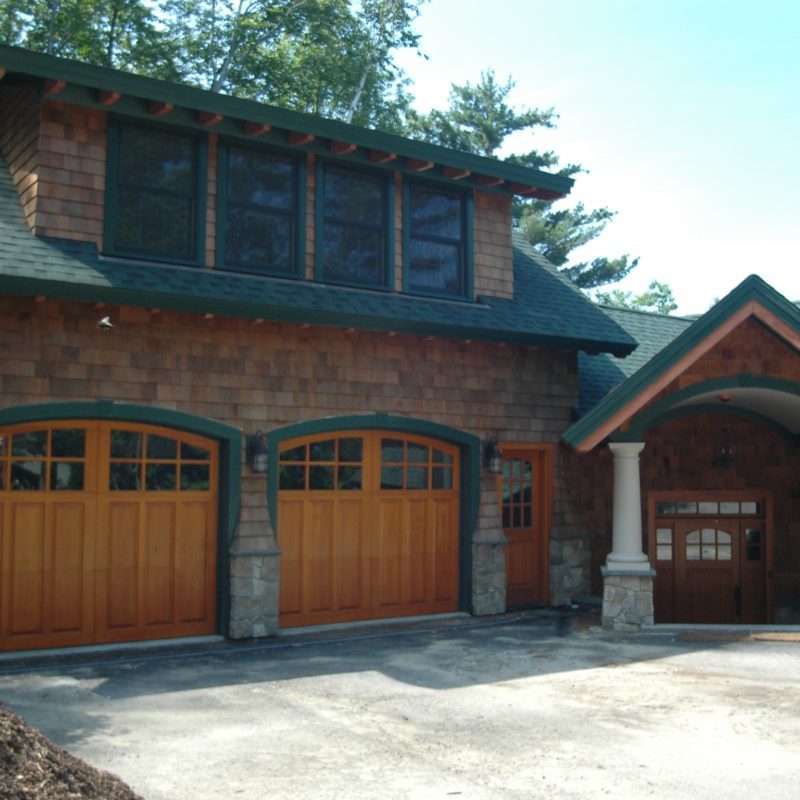 two bay garage log home build