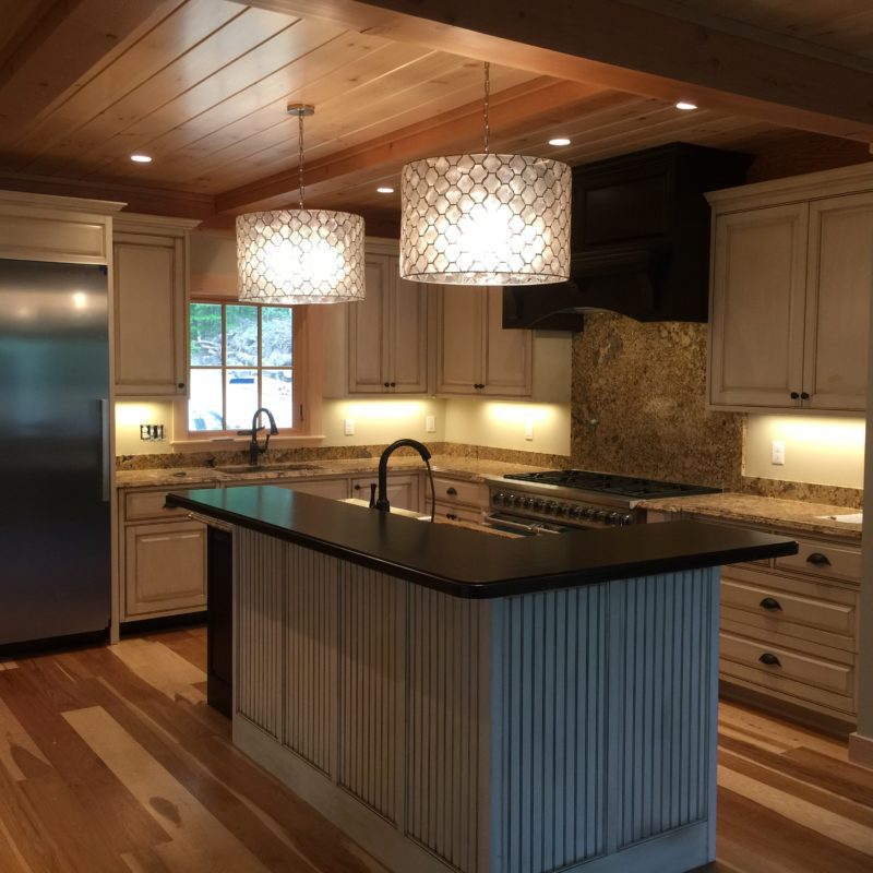 custom home cabinetry build with kitchen island